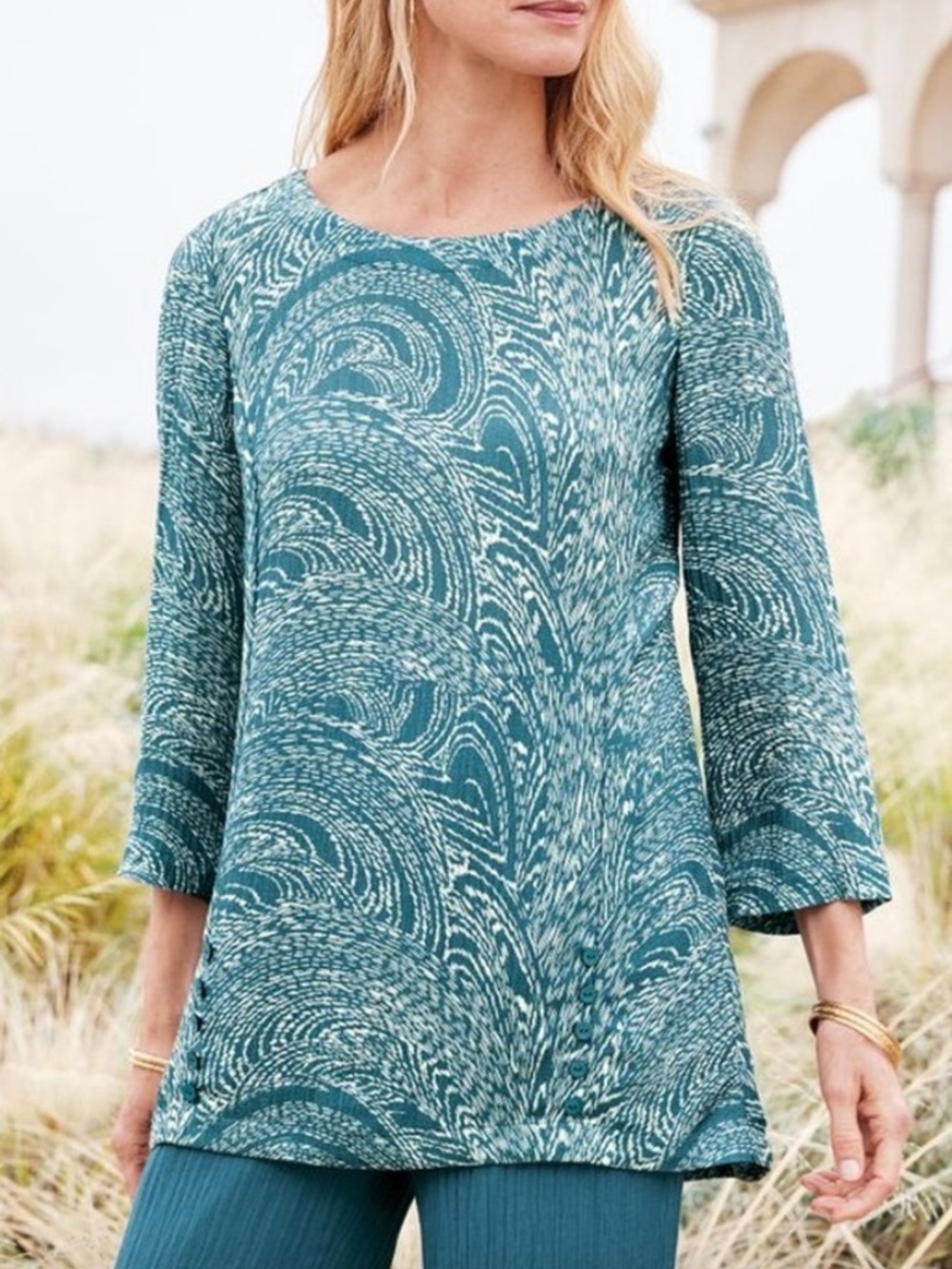 Soft Surroundings Oceo Crinkle
Gauze Tunic Top Ramie Blend Artsy
Boho XL